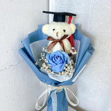 Graduation Single Soap Rose Bouquet (Included Graduation Bear)