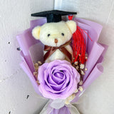 Graduation Single Soap Rose Bouquet (Included Graduation Bear)