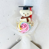 Graduation Single Soap Rose Bouquet (Included Graduation Bear)