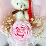 Graduation Single Soap Rose Bouquet (Included Graduation Bear)