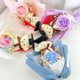 Graduation Single Soap Rose Bouquet (Included Graduation Bear)