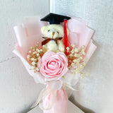 Graduation Single Soap Rose Bouquet (Included Graduation Bear)